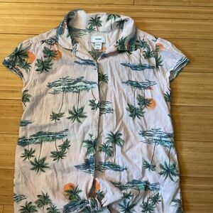 Old Navy Palm Tree Print Shirt youth sz 14